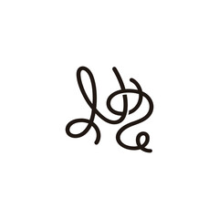 letters u2 ribbon thread rope simple logo vector
