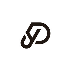 letter jp simple geometric linked lines logo vector
