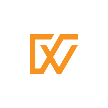 letter cxw simple geometric  line logo vector