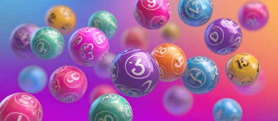 Colorful lottery balls in motion