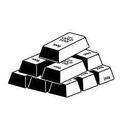 A monochrome illustration of gold bars stacked in a pyramid formation.