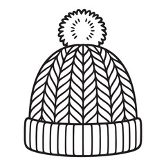 Simple black and white illustration of a cozy winter knit hat.