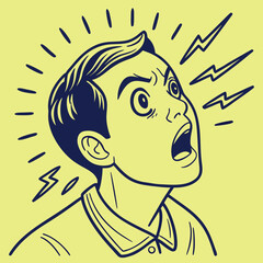 Astonished Boy, Shocked Expression A Vintage Illustration