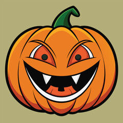 Frightful Halloween Pumpkin Spooky Jack-o'-lantern Illustration