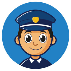 Friendly Police Officer Cartoon Illustration Safety, Security, and Community