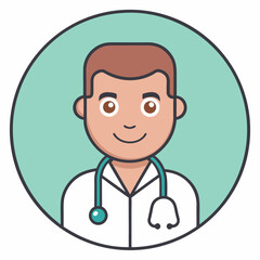 Fototapeta premium Friendly Male Doctor Avatar Smiling Physician Icon Illustration