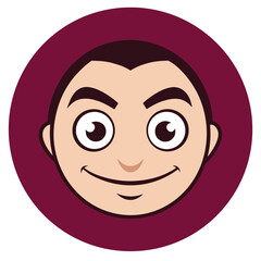 Charming Cartoon Boy Face Happy Expression, Cheerful Illustration