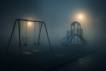 Foggy Playground &mdash; Midnight Swings Suspense Scene