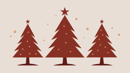 Obraz premium Three stylized christmas trees with stars and ornaments on a light background