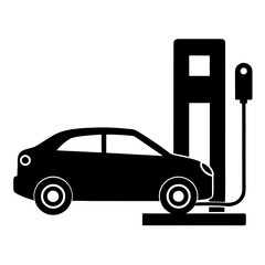 Electric Vehicle Charging Station Icon Clean Energy Transportation Black Silhouette