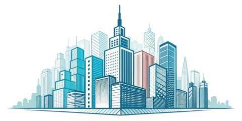 Fototapeta premium Banner design with overlapping futuristic buildings