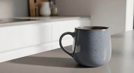 Obraz premium Serene Morning A Stoneware Mug in Soft Blue Hues