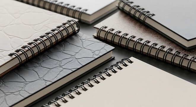 Spiral Notebooks Mockup Diverse Textures and Colors for Design Inspiration