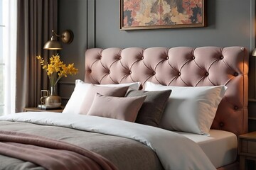 Luxurious Plump Headboard Cushion Comfort and Style for Any Bedroom. Perfect for relaxing, reading, or simply enjoying a peaceful morning. Available in a variety of colors and fabrics.