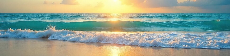 Serene Ocean Waves Lap Sunny Shore Blissful Travel and Relaxation Scene