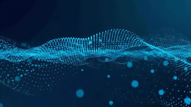 Abstract Blue Particle Wave Motion Background Animation