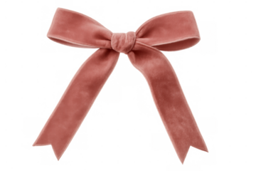 Pink velvet bow adding a touch of elegance, isolated on a transparent background, perfect for designs