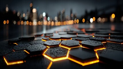 Hypnotic Glowing Hexagonal Grid Pattern with Soft Ambient Lighting