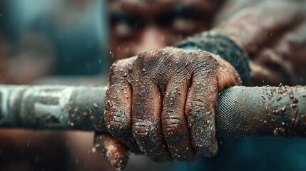 Anatomy of Strength: Intimate Close-Up of Muscular Hands Crushing a Hefty Barbell during a Grueling Deadlift Exercise