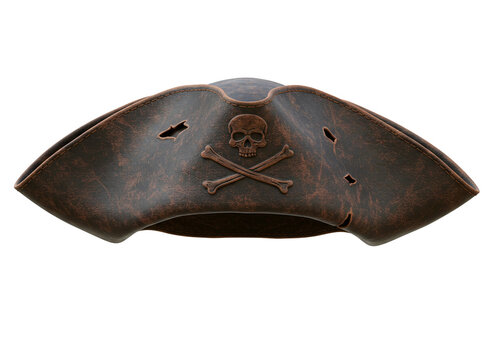Black pirate hat with skull and crossbones isolated on transparent background