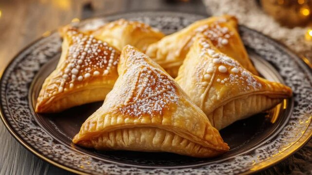 Plate of bite-sized dessert pastries, likely including baklava and tarts, ideal for appetizers or holiday treats.