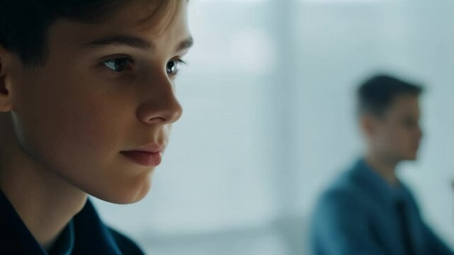 Young man observing something with growing concern