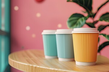Sharp Picture of Colorful Takeaway Coffee Cup Mockup Design