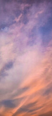 The sky and clouds are orange in the evening.
