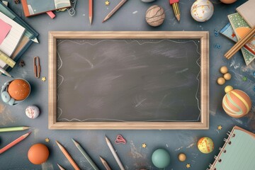High Detail Image of Back to School Concept with Slate and Art Objects
