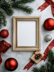 detailed visual  of top view frame with new year accessories