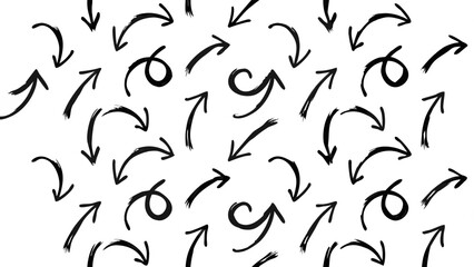 Seamless Pattern of Hand Drawn Arrows in Various Directions and Styles for Backgrounds