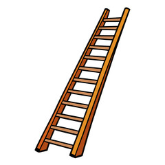 Cartoon illustration of a long ladder reaching upwards suitable for banners and advertisements