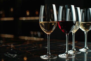 Vibrant Color Image of Closeup of Wine Glasses on Table