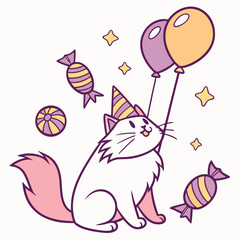 SVG art: A Funny  Maine Coon in a Birthday vibe, tinted with Candy Shop tones