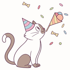 Playful Peaceful  Siamese Cat design with Candy Shop shades in a Birthday setting