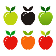 Simple Apple Icon Set on White Background for Graphic Design and UI Elements