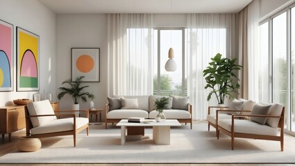 a bright and airy living room showcases a modern aesthetic with carefully selected furniture and decor