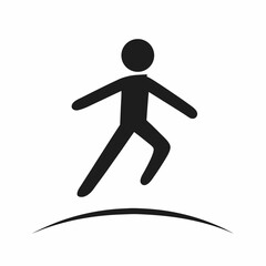 Stick Figure Jumping Over Obstacle Black Silhouette on White Background Simple Icon