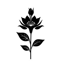 Elegant black silhouette flower design transparent background