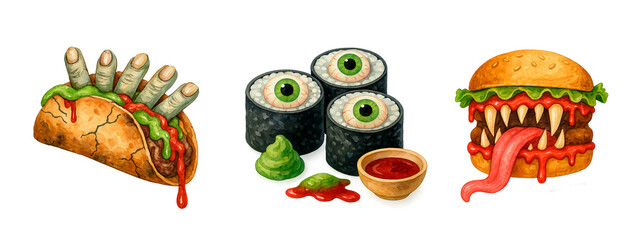 Creepy Halloween Fast Food: Zombie Taco, Eyeball Sushi and Monster Burger