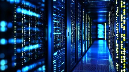 Fototapeta premium Focus on cloud computing and cybersecurity in the tech environment.