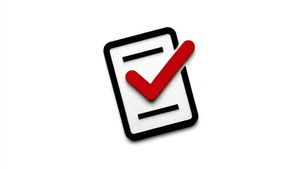 Process Improvement Red Checkmark on Paper Document Signifying Approval or Completion