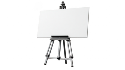 Blank canvas on easel isolated on transparent background