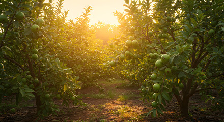 Obraz premium Guava orchard in afternoon light