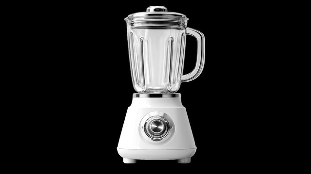 Electric white blender with glass container for mockup isolated on transparent background