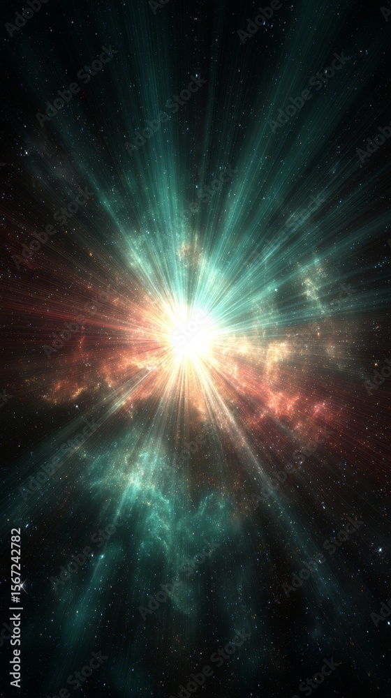Canvas Prints cosmic explosion in teal and red nebula