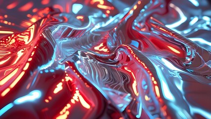 Red and blue liquid swirls abstract art vibrant energy futuristic design