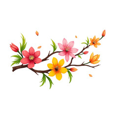 Vibrant spring blossoms branch floral design transparent background