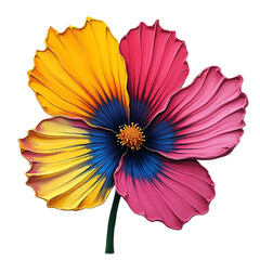 Vibrant two toned flower painting transparent background