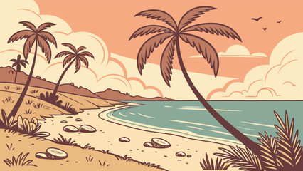 tropical-beach-sunset-with-palm-trees---island-par (